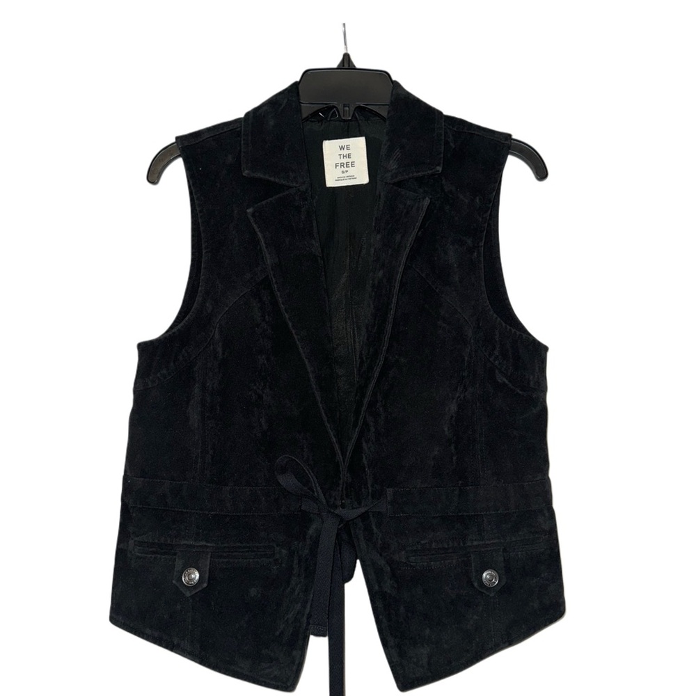 We The Free Black Juno Suede/Velvet Vest